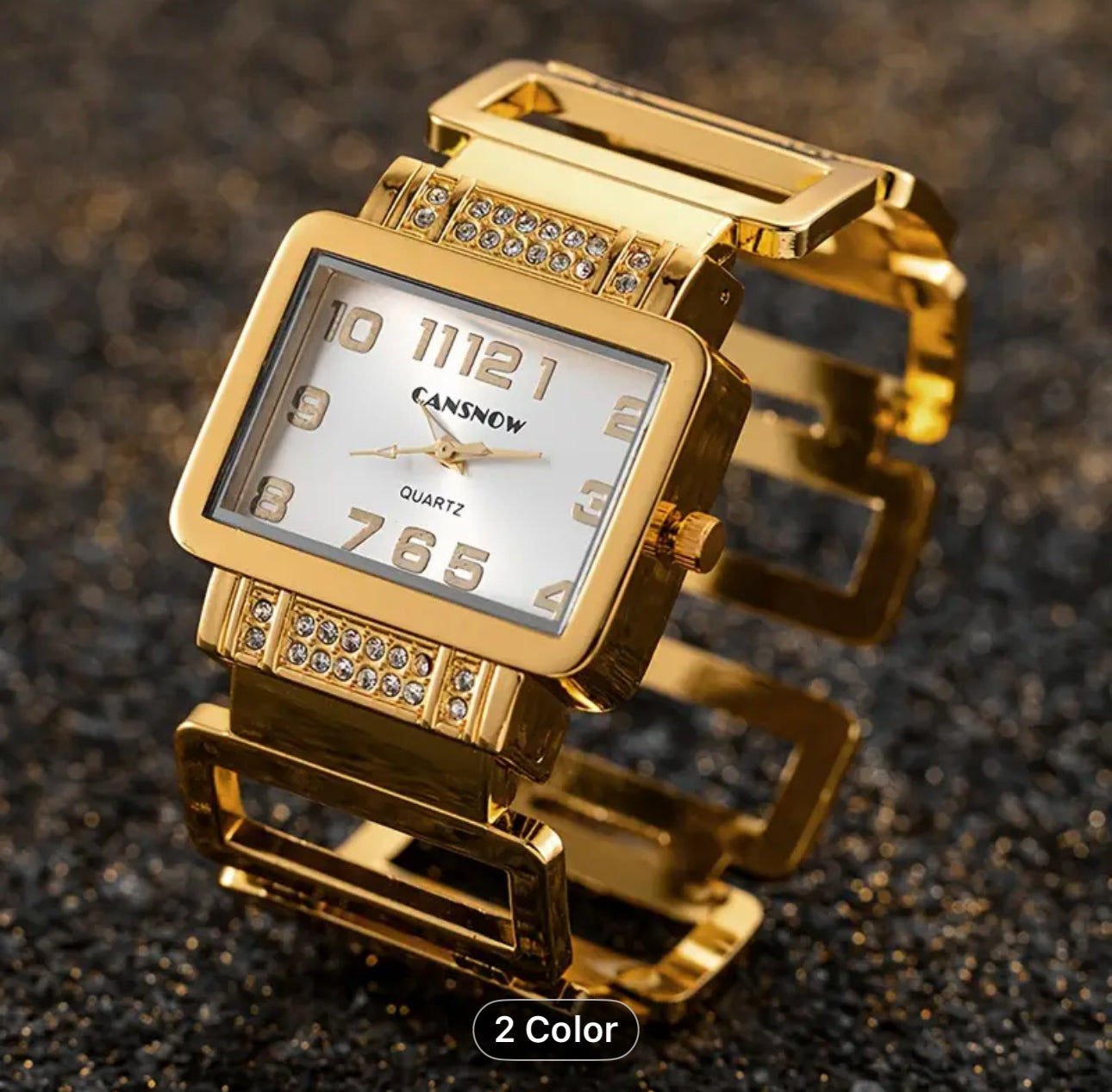 Women'S Rectangular Luxury Bracelet Watch Golden Fashion Trendy Quartz Watch