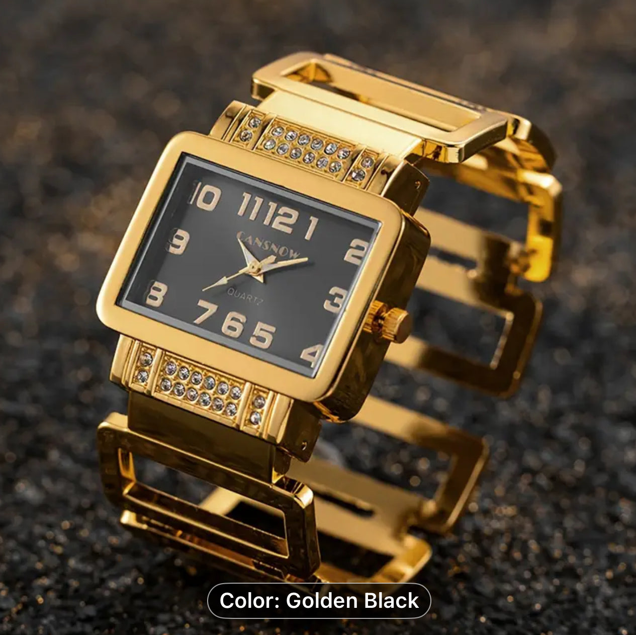 Women'S Rectangular Luxury Bracelet Watch Golden Fashion Trendy Quartz Watch