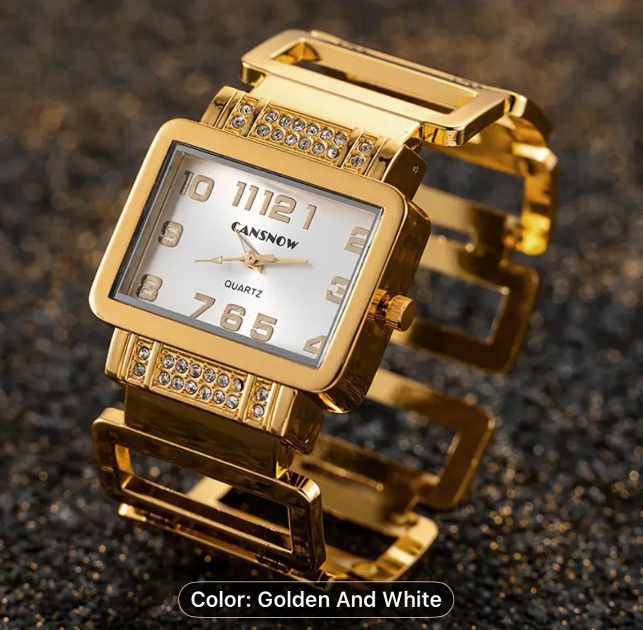 Women'S Rectangular Luxury Bracelet Watch Golden Fashion Trendy Quartz Watch
