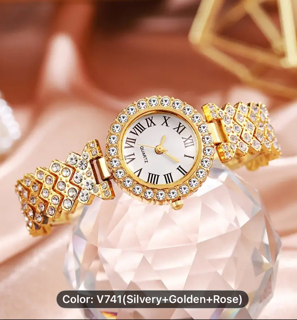 3pcs/set Women'S Exquisite WatchTemperament Elegant Roman Scale Dial Classic Quartz Watch Set
